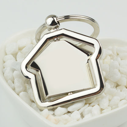 Rotating House Metal Keychain | Geometric Alloy Charm | JP Collections