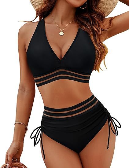 Women's High Waist Bikini Set | Cut Out Two-Piece Swimwear S–5XL