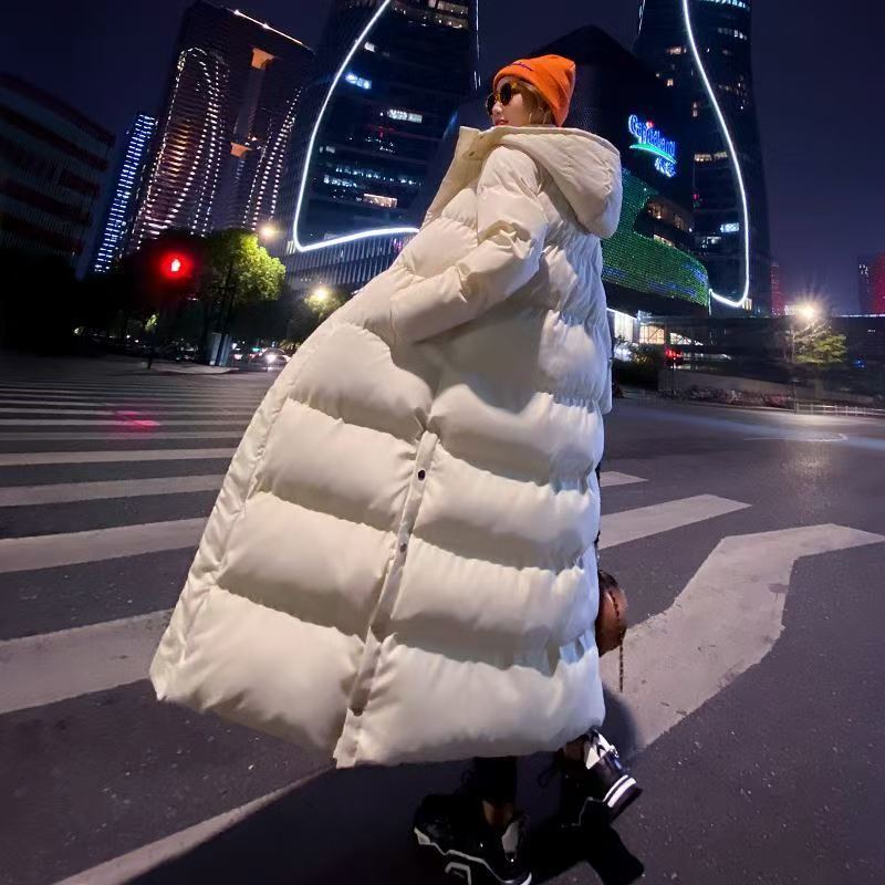 Women's Longline Hooded Padded Coat - Bishop Sleeves