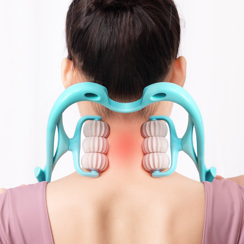 6-Roller Swan Neck Massager | Cervical Relief | Crystal Scraping Board