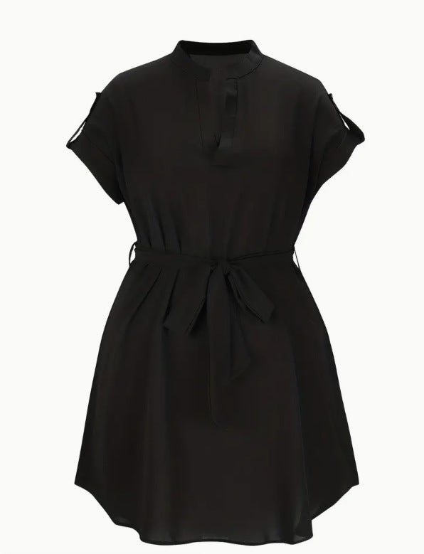 Women's V-Neck Bowknot Summer Dress with Belt | S–5XL