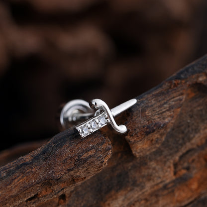 Micro-Set Zircon Ear Cuff | Minimalist Stainless Steel Single Ear Stud