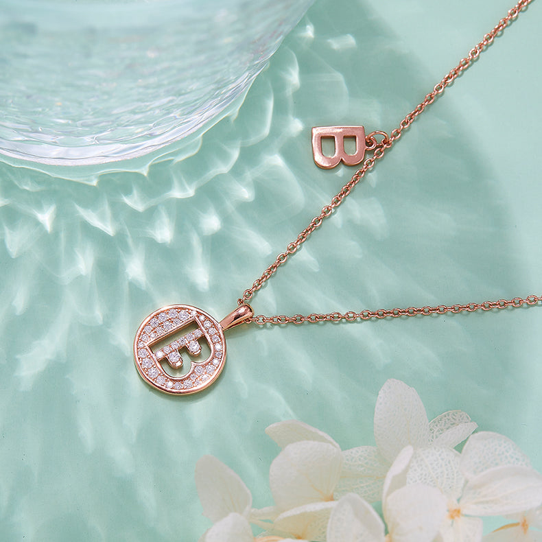 S925 Silver Moissanite Letter B Necklace | GRA Certified