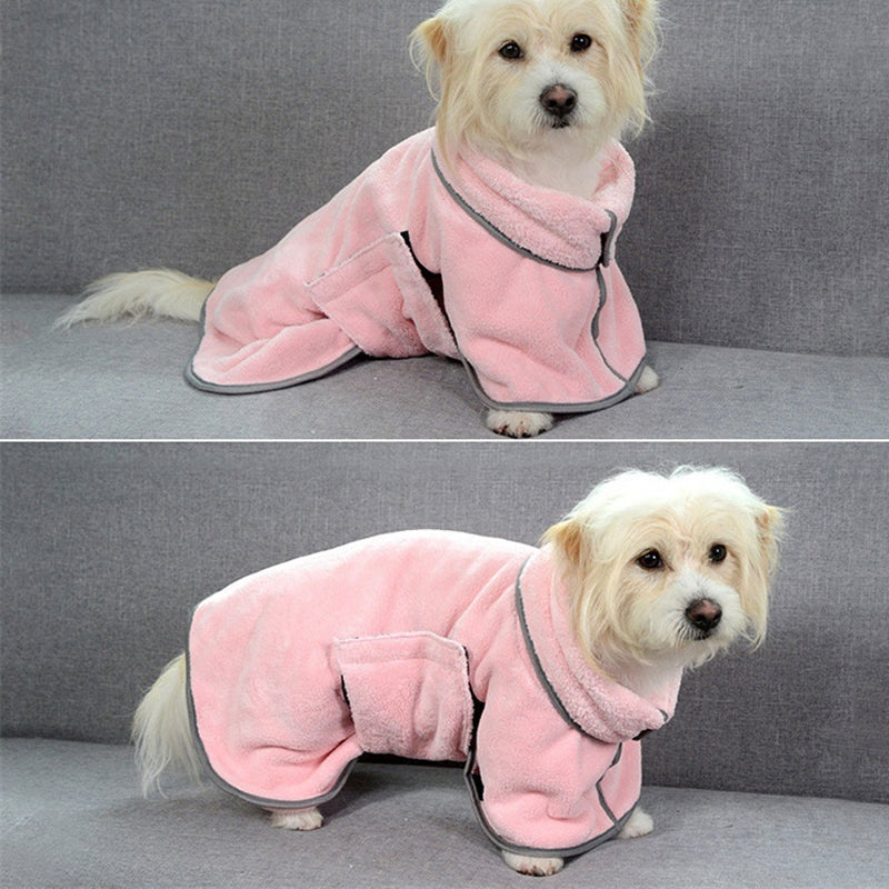 Microfibre Dog Bathrobe & Drying Towel | Quick-Dry Absorbent Coat XS–M