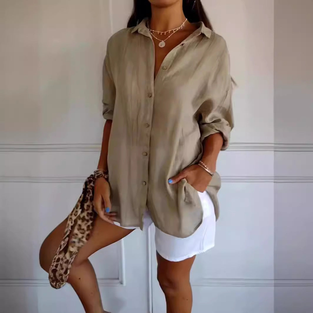 Women's Loose Fit Long Sleeve Cardigan Shirt | 13 Colours | XS–5XL