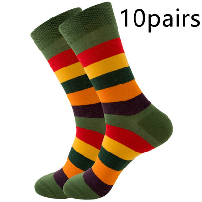 Unisex Striped Jacquard Cotton Socks EU 38-45 – 1, 5 & 10-Pair Packs