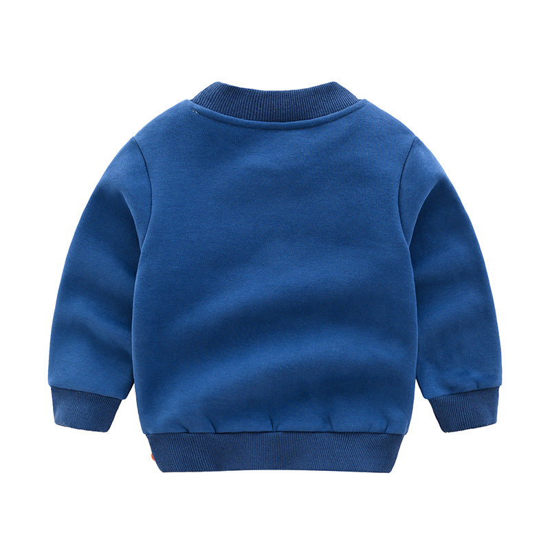 Boys' Fleece Hooded Pullover Sweatshirt | Cartoon Animal Print 90–140cm