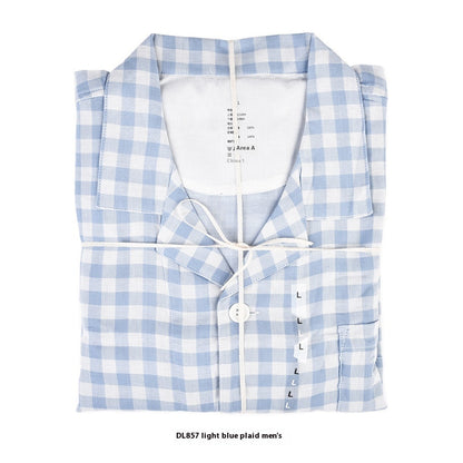 Double-Layer Cotton Pyjama Set | Plaid Loungewear for Men & Women