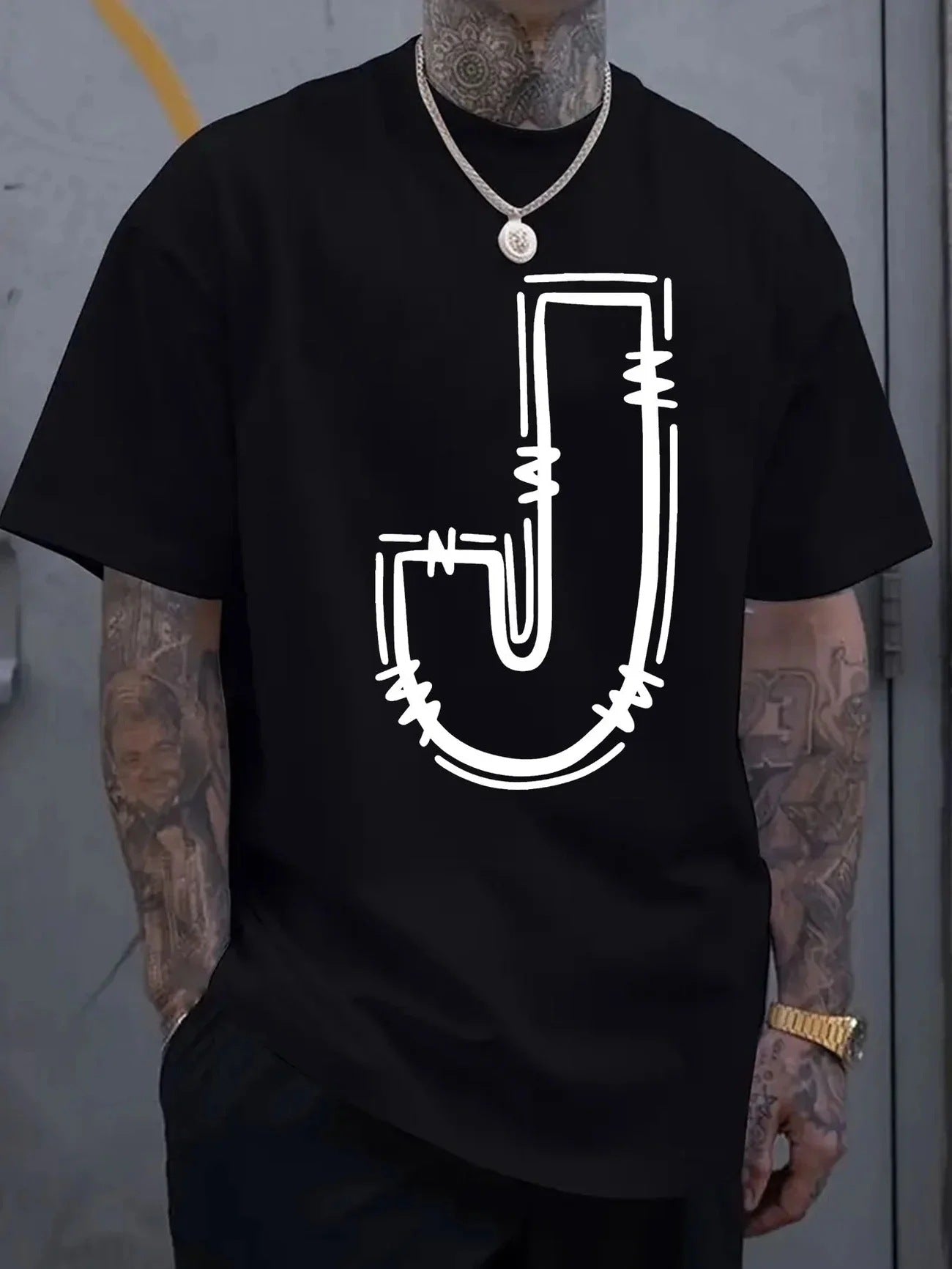 Men's Printed Crew-Neck T-Shirt - Short Sleeve Cotton Graphic Tee 5 Styles