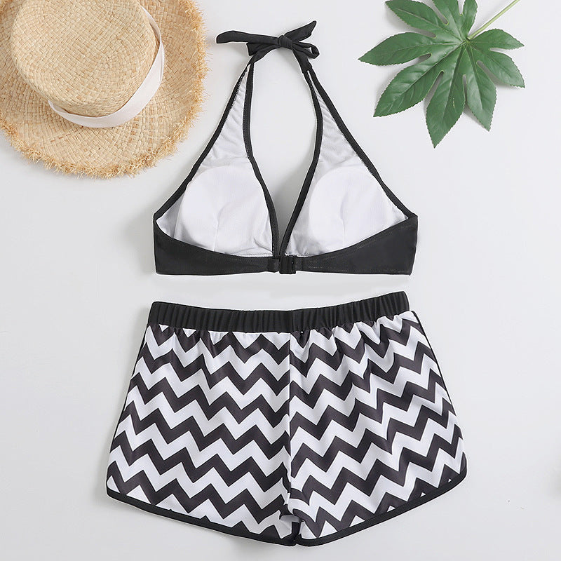 Women's Zigzag Print Two-Piece Bikini Set | Top & Shorts S–XL