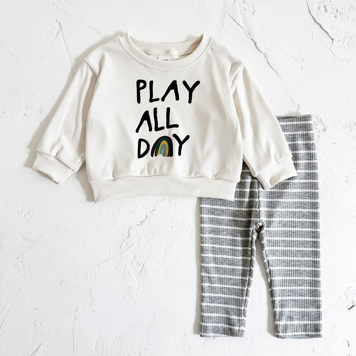 Baby & Toddler Striped Letter Print Long-Sleeve Top & Trousers Set | Ages 6M–3Y