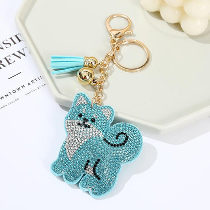 Leather Tassel & Crystal Keychain Pendant