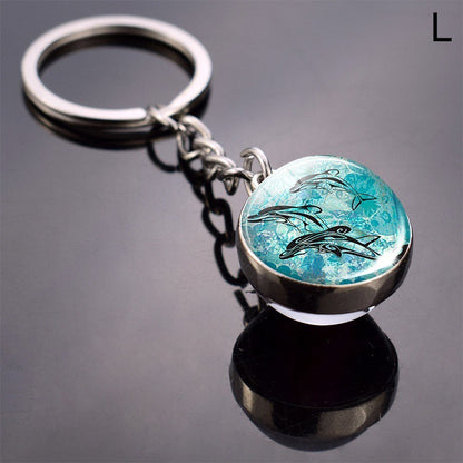 Double-Sided Glass Ball Keyring | Nature & Animal Designs