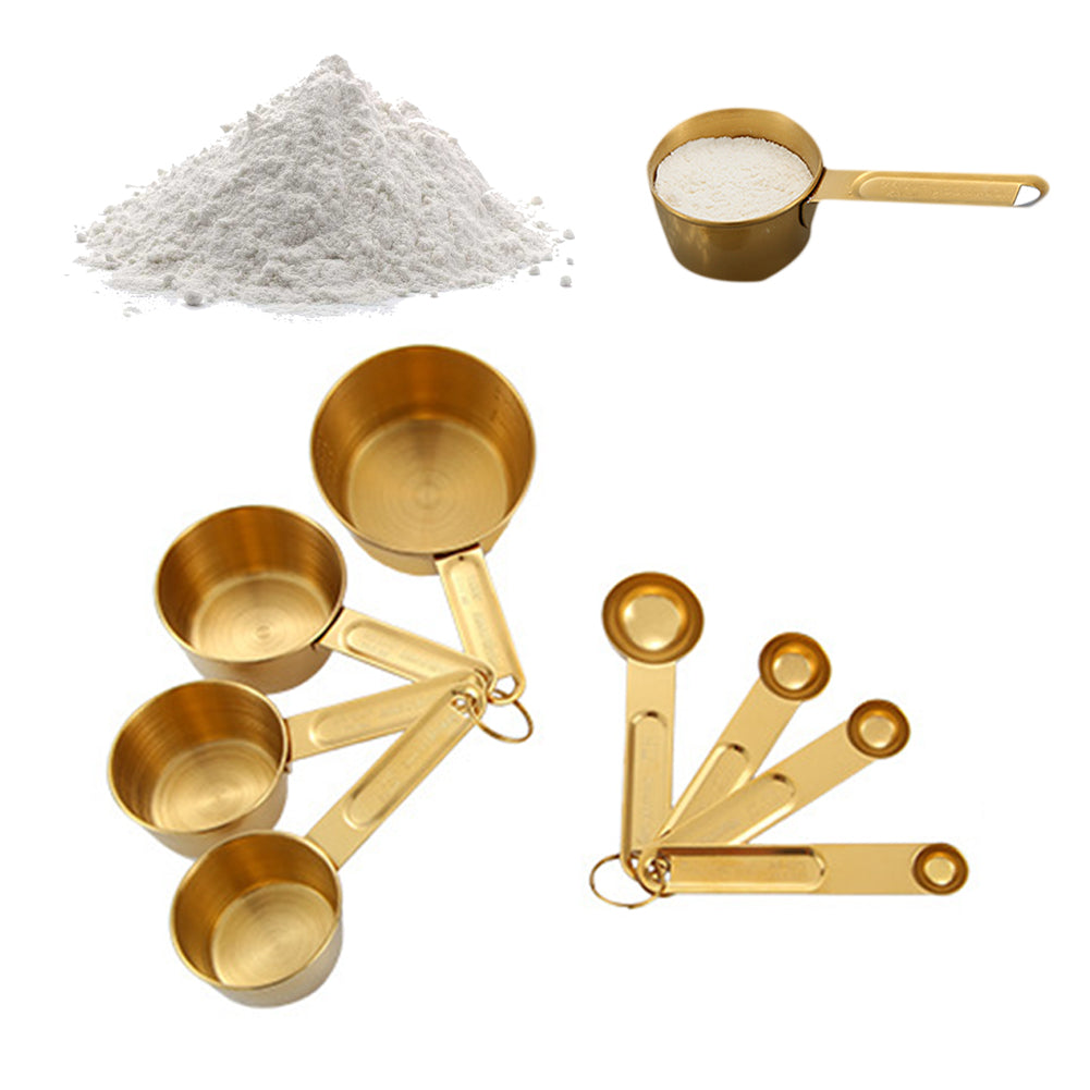 Stainless Steel Measuring Cups & Spoons Set 8 Piece | Gold, Rose Gold & Silver