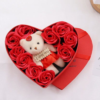 Soap Flower Rose Gift Box with Plush Toy | 10 Love Boxes