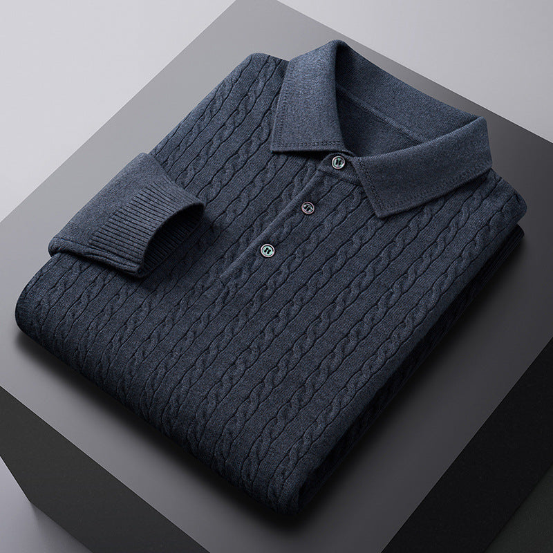Men's Jacquard Knit Polo Sweater | Viscose Blend