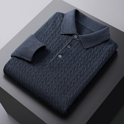 Men's Jacquard Knit Polo Sweater | Viscose Blend