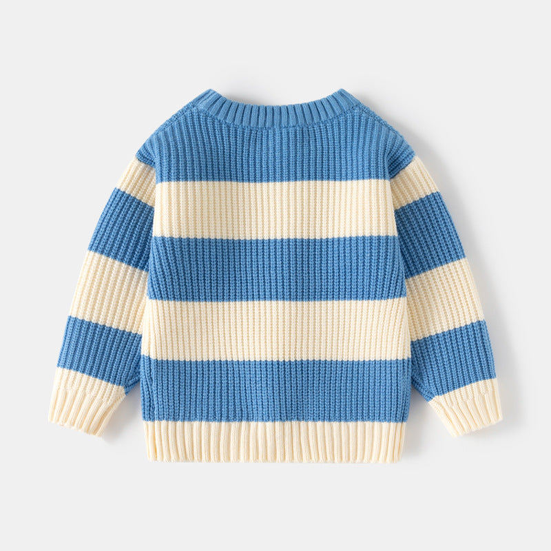 Children's Striped Knit Pullover Sweater | Warm Kids Knitwear