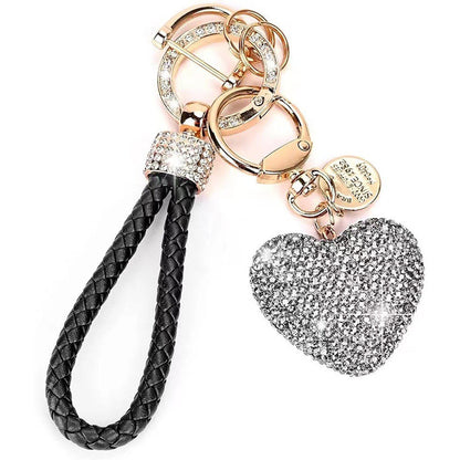 Crystal Heart Rhinestone Keychain | Zinc Alloy Charm | 8 Colours