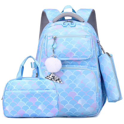 Girls' Mermaid Princess 3-Piece School Set – Backpack, Pencil Case & Handbag