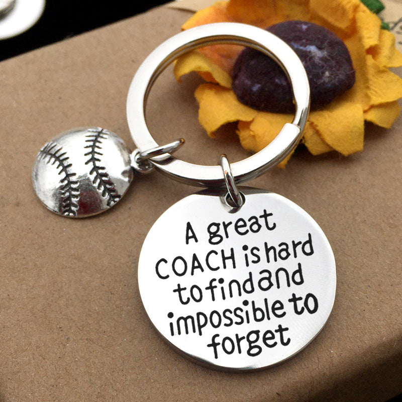 Sports Ball Stainless Steel Keychain | Football Basketball Baseball Rugby