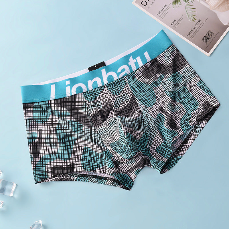Men's Ice Silk Printed Boxer Briefs – Quick-Dry Breathable Mid-Waist 4 Designs