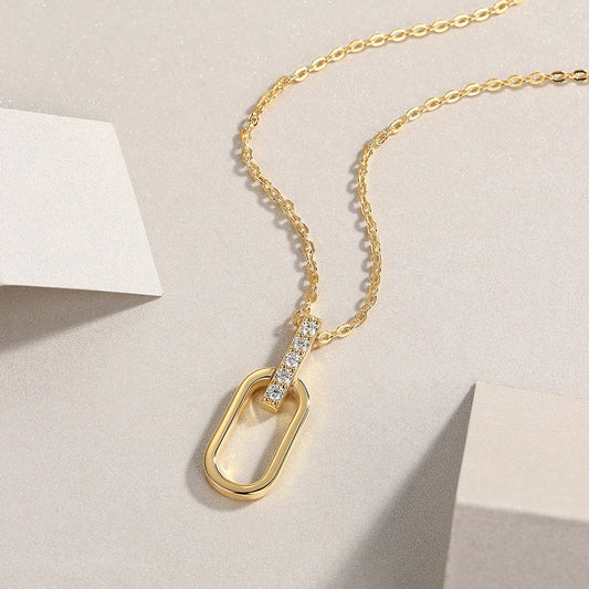 Moissanite 925 Sterling Silver 24K Gold-Plated Necklace | GRA Certified