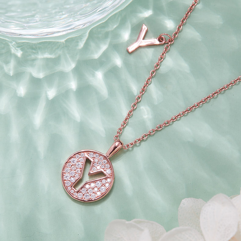 Moissanite Letter Y Necklace | Platinum-Plated S925 Silver | GRA Certified