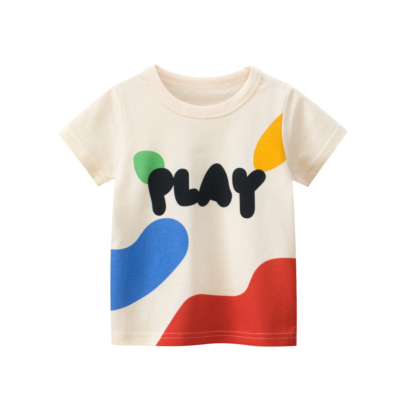 Girls Cartoon Print Cotton T-Shirt – Short Sleeve Summer Top