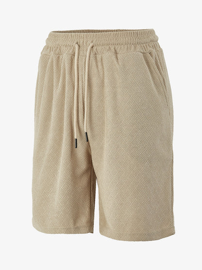Men's Towel Jacquard Casual Shorts | Polyester Loose Fit S-3XL