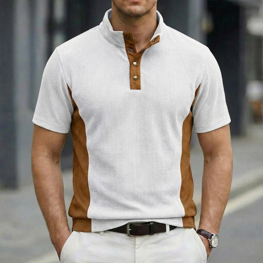 Men's Stand Collar Button-Down Polo Shirt | Slim Fit