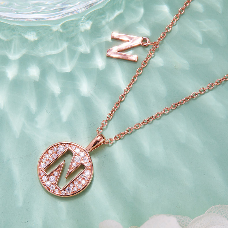 S925 Silver Moissanite Initial N Pendant Necklace