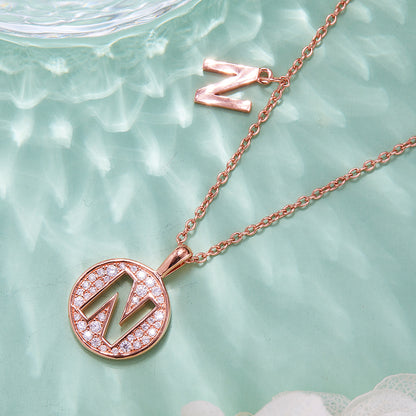 S925 Silver Moissanite Initial N Pendant Necklace
