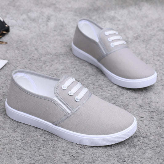 Women's Canvas Slip-On Flat Shoes – Full & Half Slipper Styles