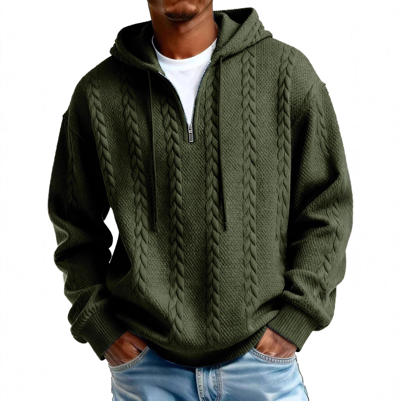 Men's Half-Zip Printed Hoodie – Loose Fit Pullover | 10 Styles | Sizes S–5XL