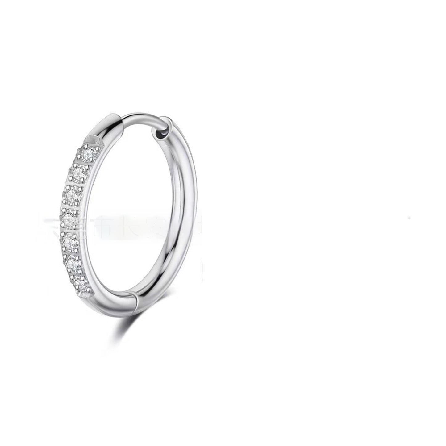 Stainless Steel Earrings With Diamond Zirconia And Plain Rings