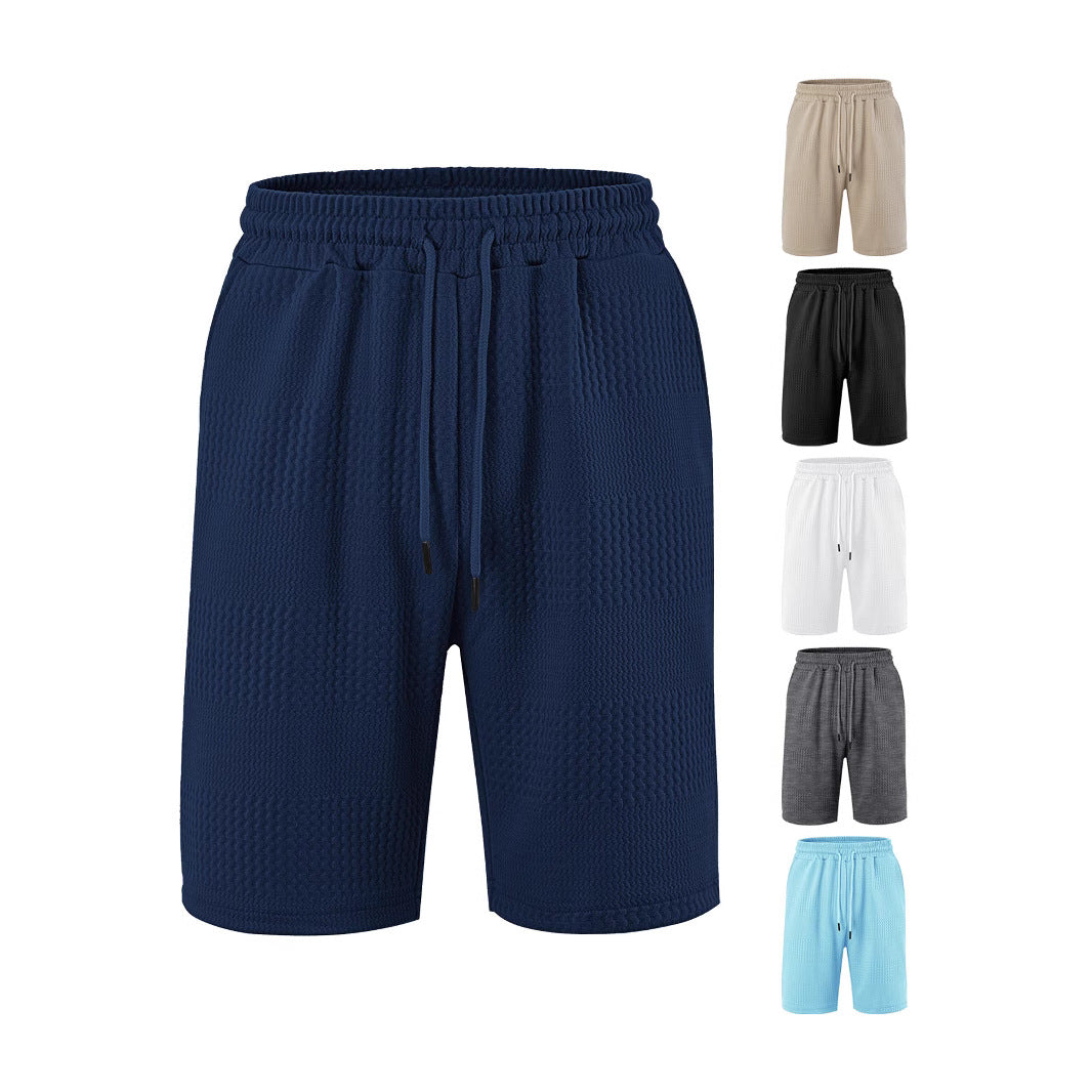 Men's Jacquard Stripe Casual Shorts | Polyester Loose Fit S-3XL