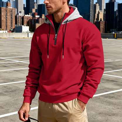 Men's Stand Collar Fleece-Lined Hoodie – Loose Fit Pullover | 8 Colours | Sizes S–3XL