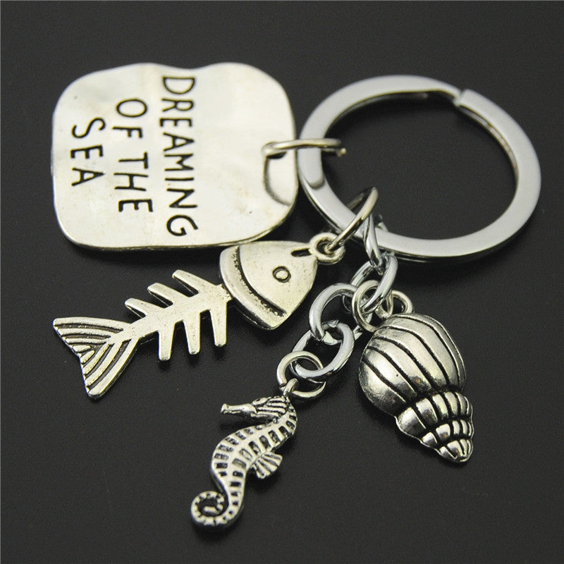 Antique Silver Skull Turquoise Keychain | Alloy Charm Pendant | JP Collections