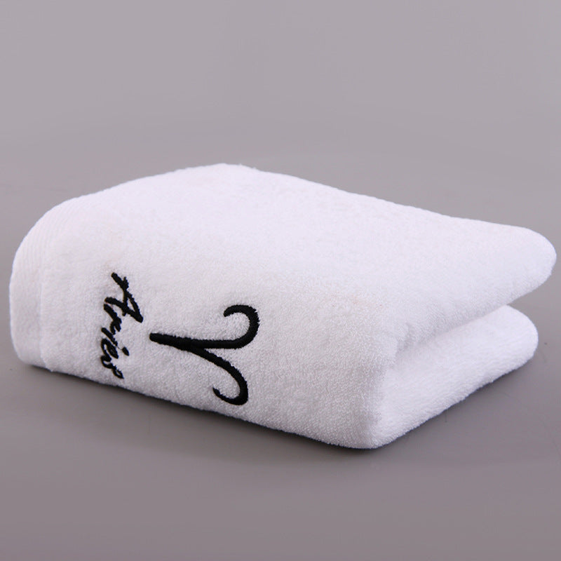 Zodiac Constellation Embroidered Cotton Towel | All 12 Star Signs | 2 Sizes