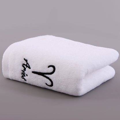 Zodiac Constellation Embroidered Cotton Towel | All 12 Star Signs | 2 Sizes