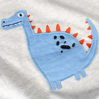 Children's Cartoon Print Cotton Pullover Sweatshirt | Boys | Green & Denim Blue