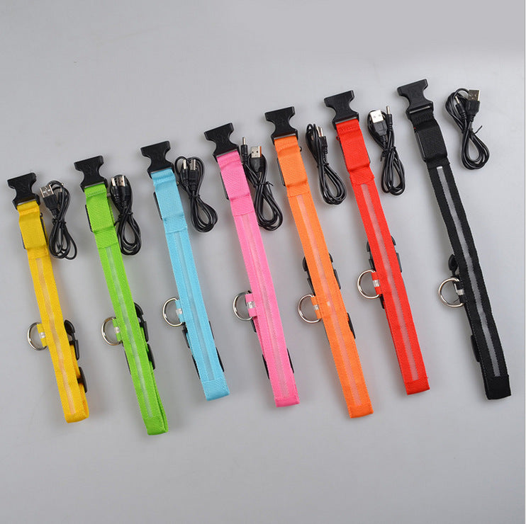 LED Luminous Dog Collar | Nylon Night Safety Flashing Collar XS–XL