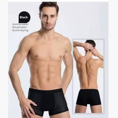 Men's Ice Silk Mesh Boxer Briefs 4-Pack | Breathable Mid-Rise Underwear