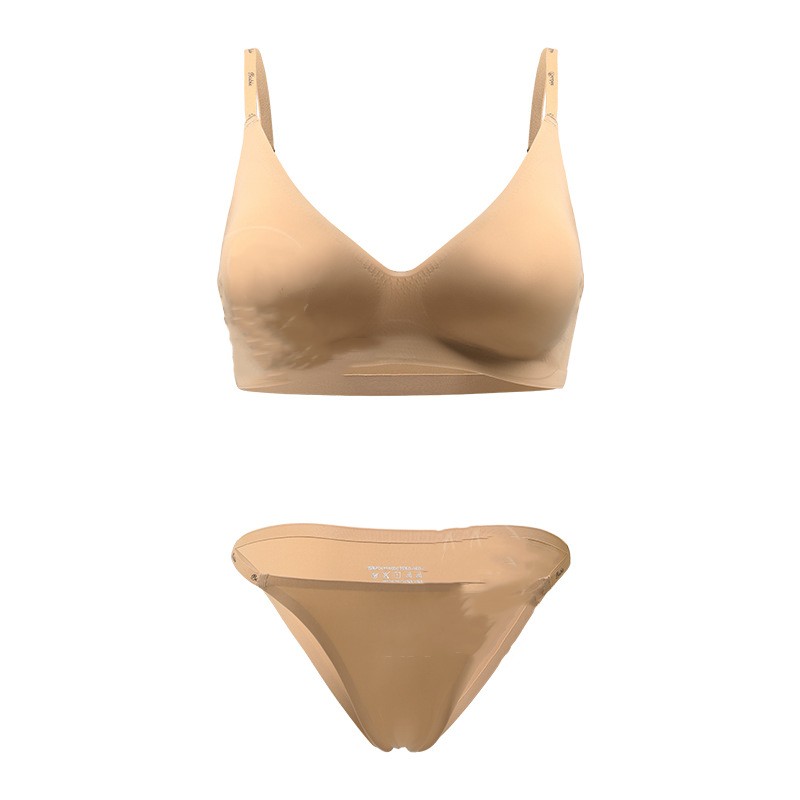 Seamless Ice Silk Sports Bra and Shorts Set | Nude | S-XL
