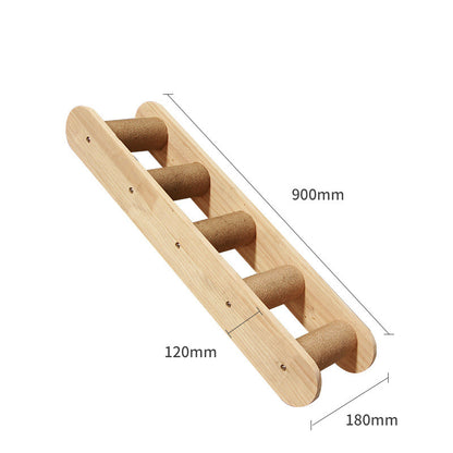 Modular Wall-Mounted Cat Climbing Frame – Solid Wood Shelves & Platforms
