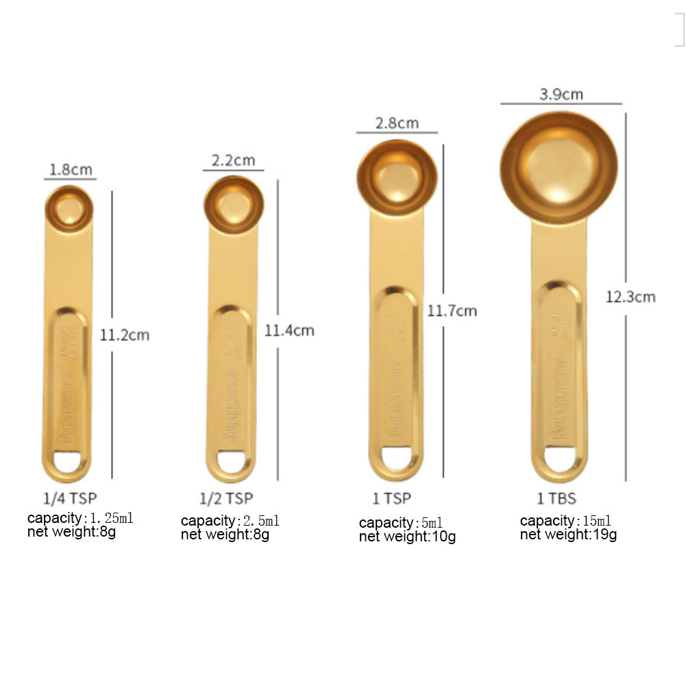 Stainless Steel Measuring Cups & Spoons Set 8 Piece | Gold, Rose Gold & Silver