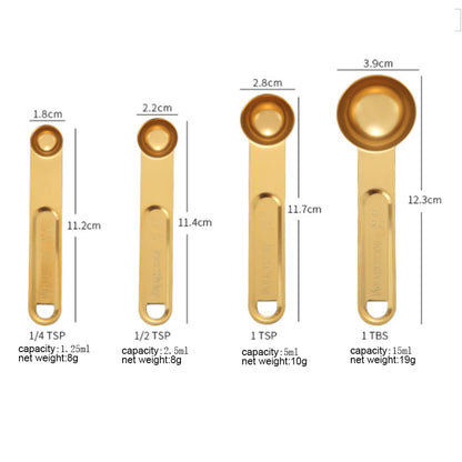 Stainless Steel Measuring Cups & Spoons Set 8 Piece | Gold, Rose Gold & Silver