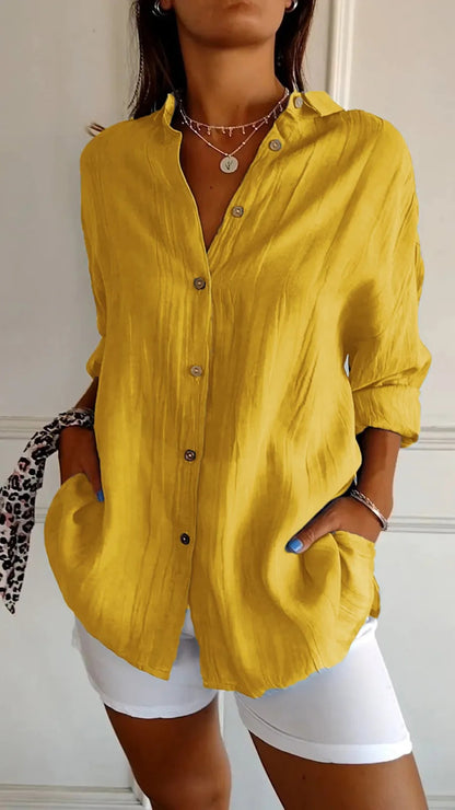 Women's Loose Fit Long Sleeve Cardigan Shirt | 13 Colours | XS–5XL