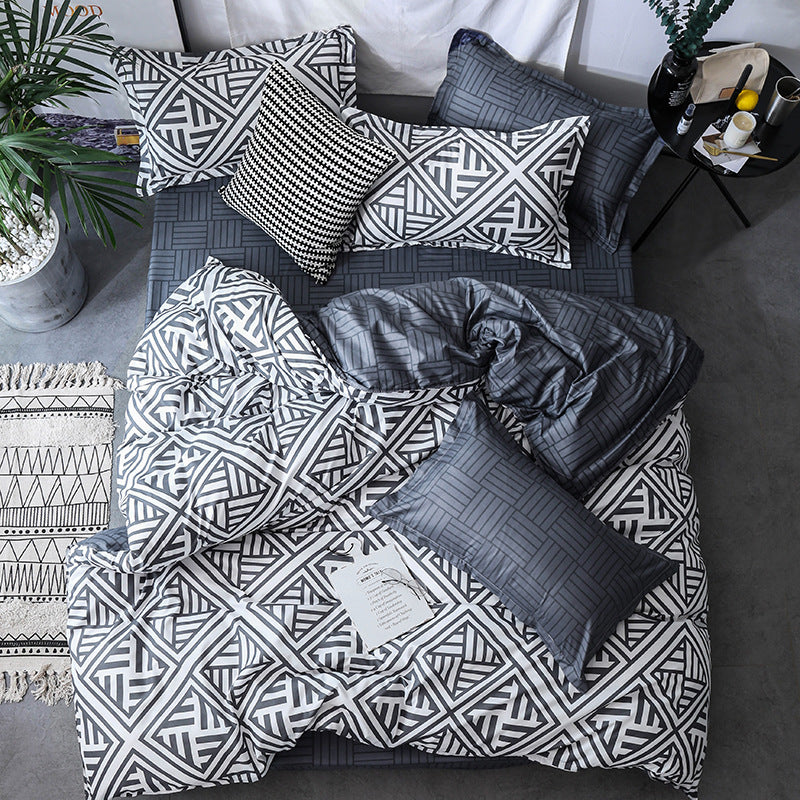 Geometric Ramie Duvet Cover Set – 3-Piece Antibacterial Bedding